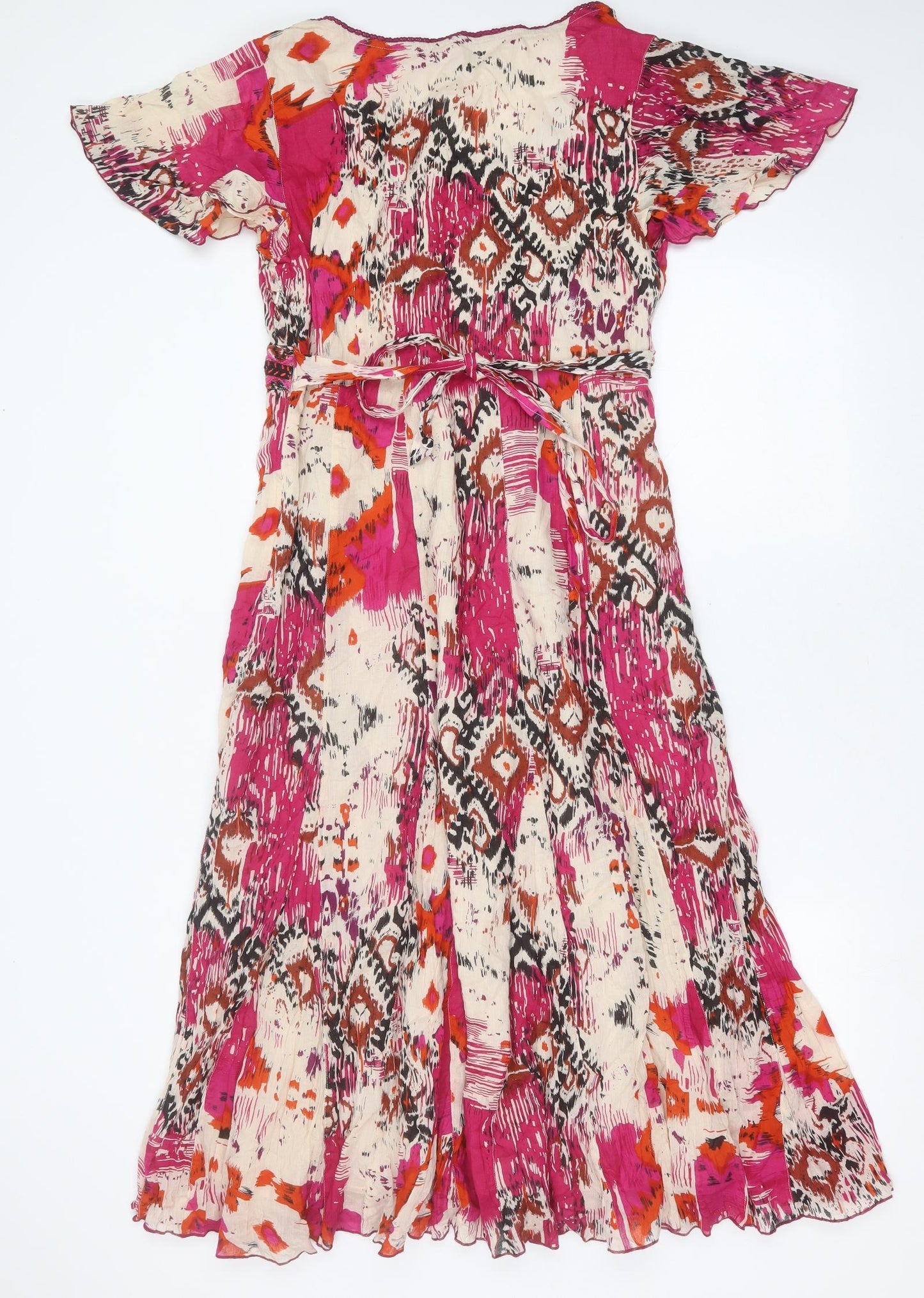Marks and Spencer Womens Multicoloured Geometric Cotton Maxi  Size 14  Round Neck