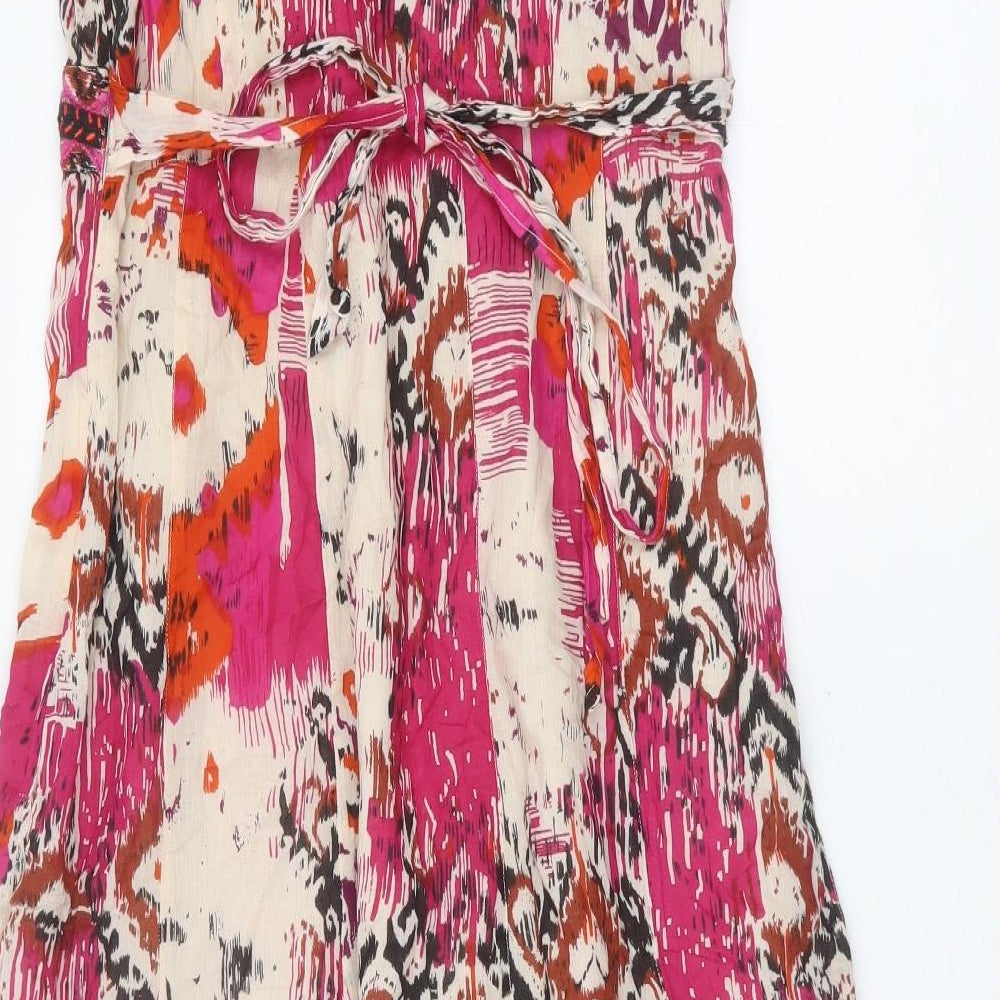 Marks and Spencer Womens Multicoloured Geometric Cotton Maxi  Size 14  Round Neck
