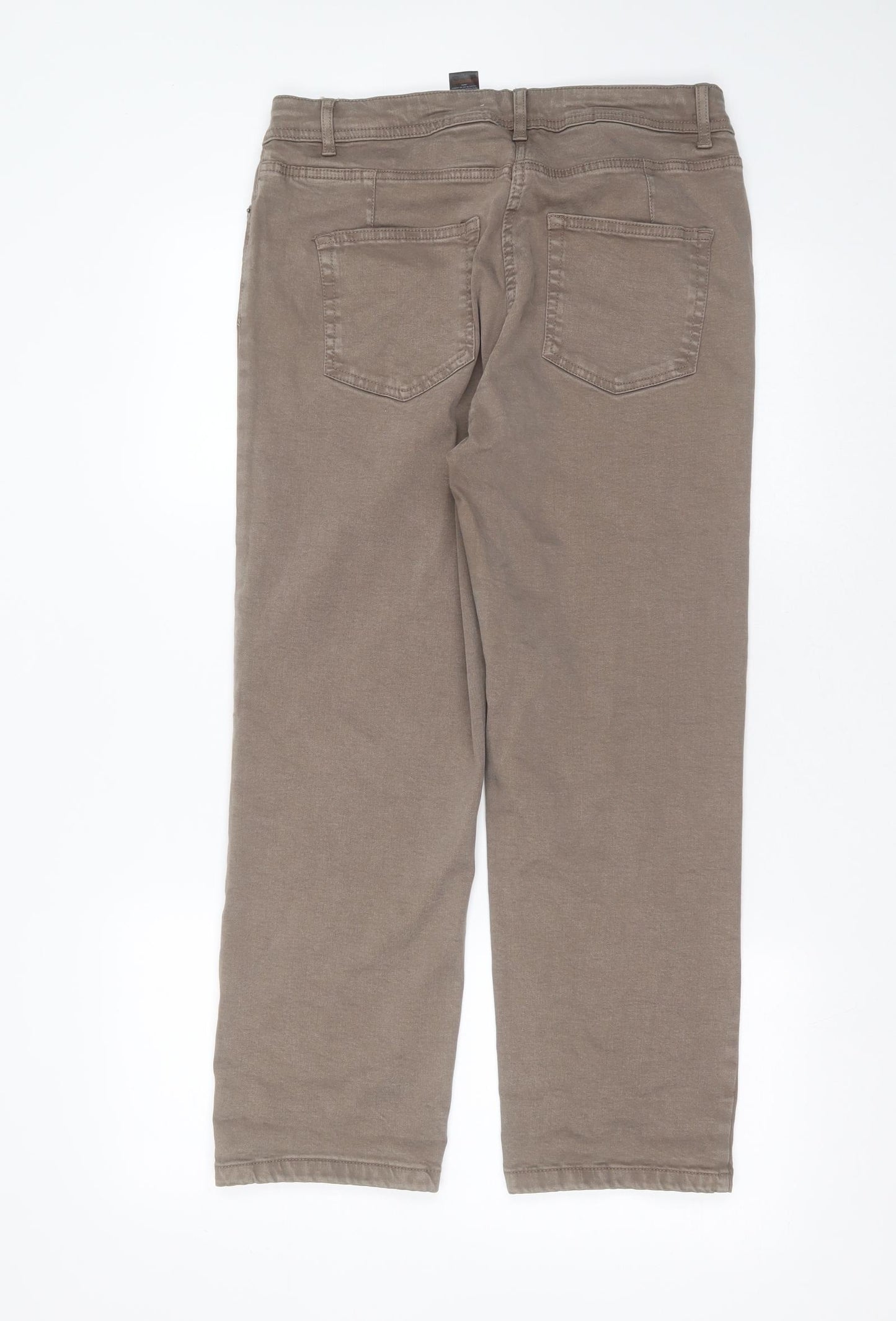 NEXT Womens Green  Cotton Cropped Jeans Size 14 L25 in Regular Zip
