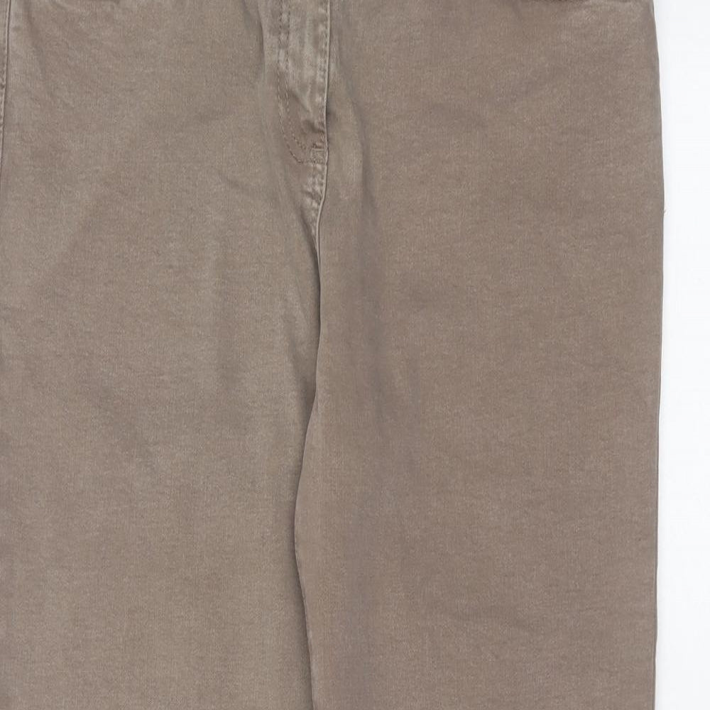 NEXT Womens Green  Cotton Cropped Jeans Size 14 L25 in Regular Zip