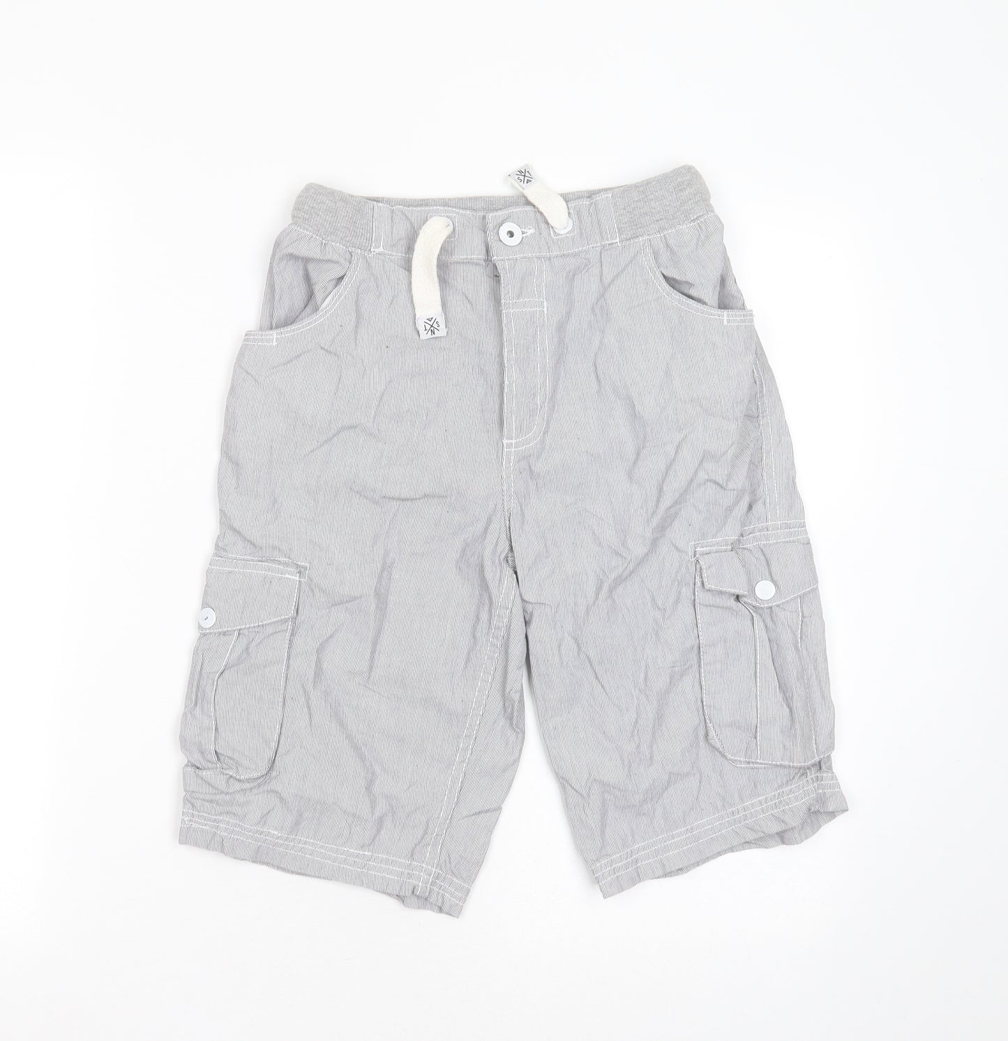 Sonneti Boys Grey Striped Cotton Cargo Shorts Size 13-14 Years  Regular