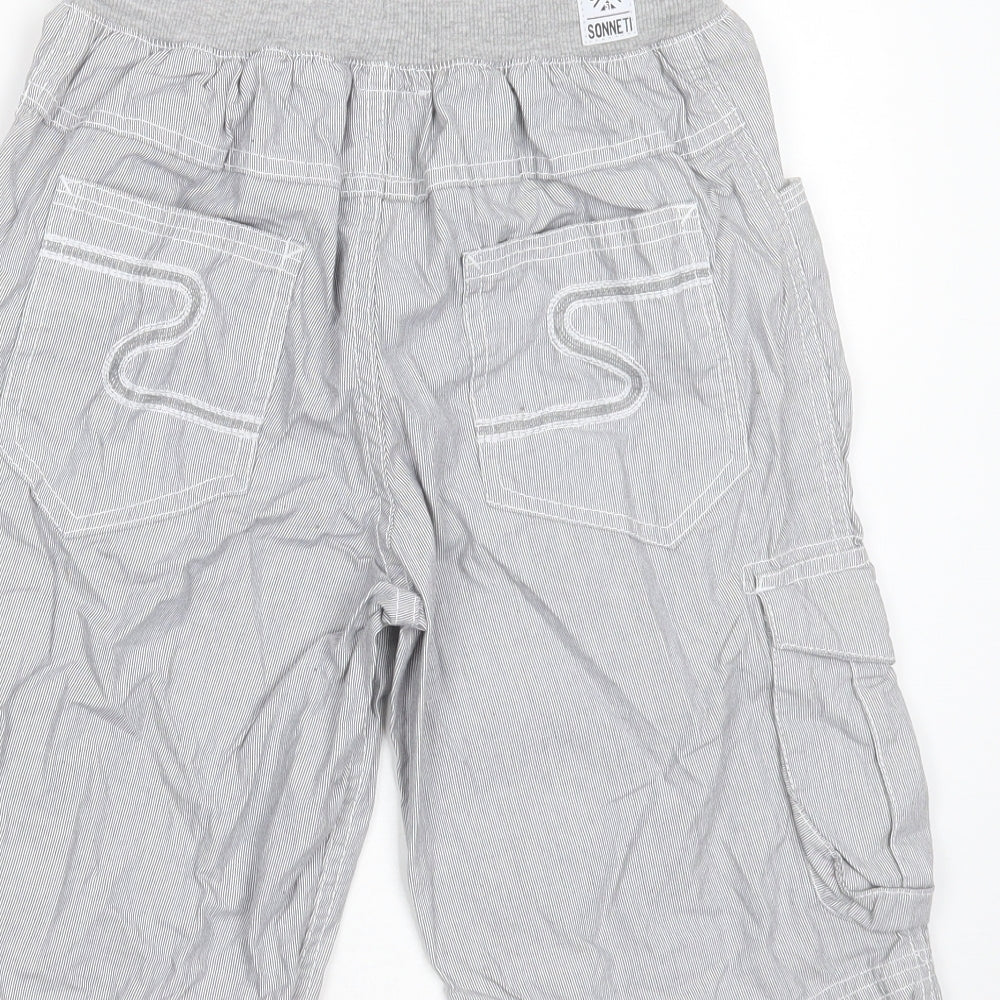 Sonneti Boys Grey Striped Cotton Cargo Shorts Size 13-14 Years  Regular