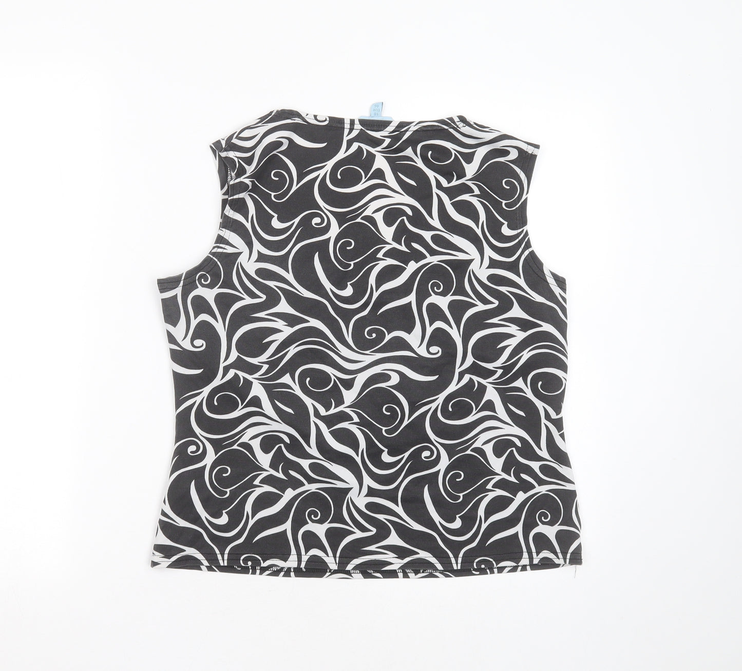 Primark Womens Black Geometric Polyester Basic Tank Size 18 V-Neck