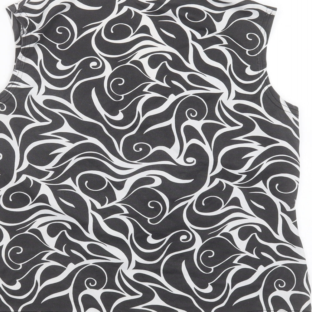 Primark Womens Black Geometric Polyester Basic Tank Size 18 V-Neck