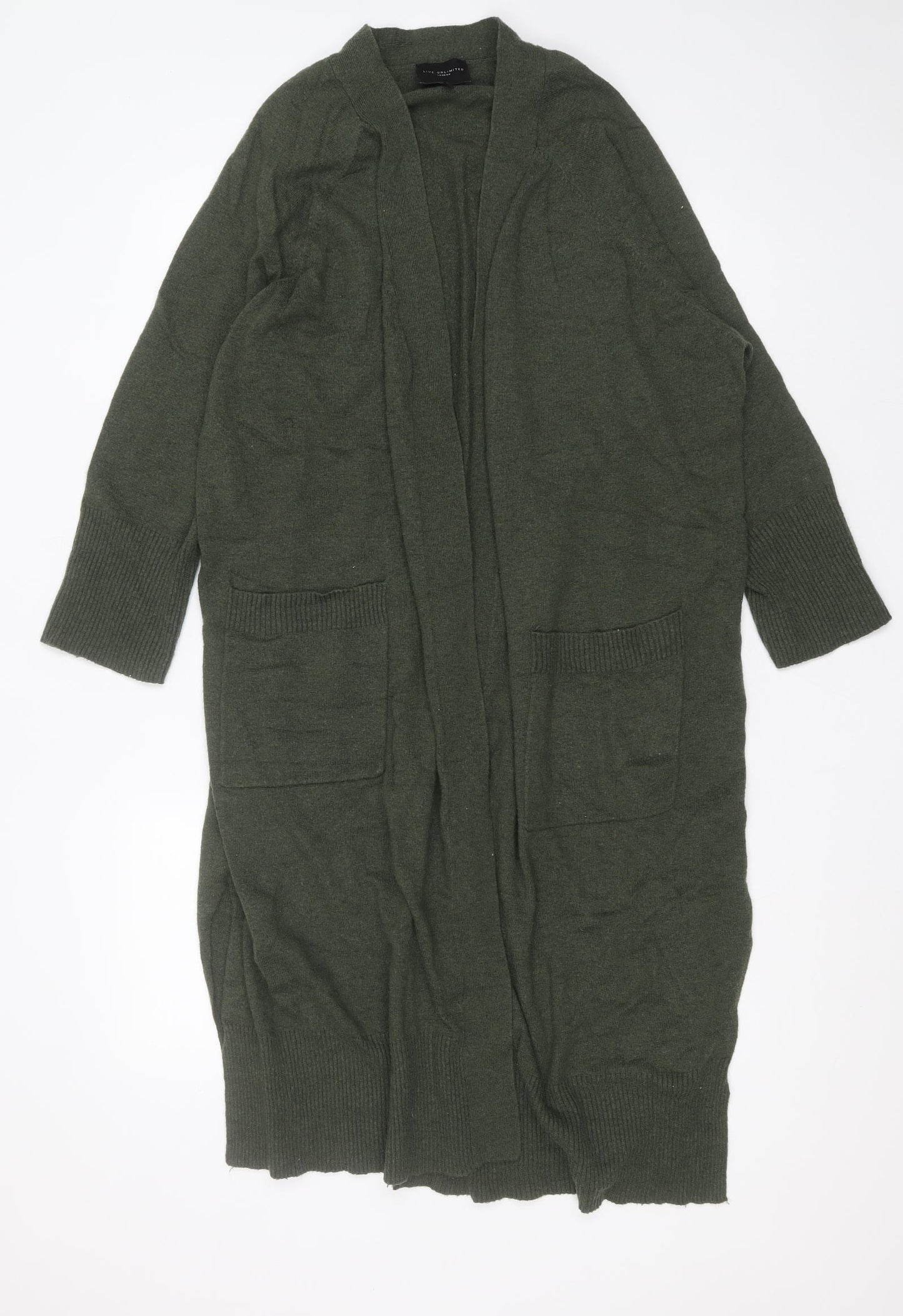 LIVE UNLIMITED Womens Green V-Neck  Nylon Cardigan Jumper Size 22