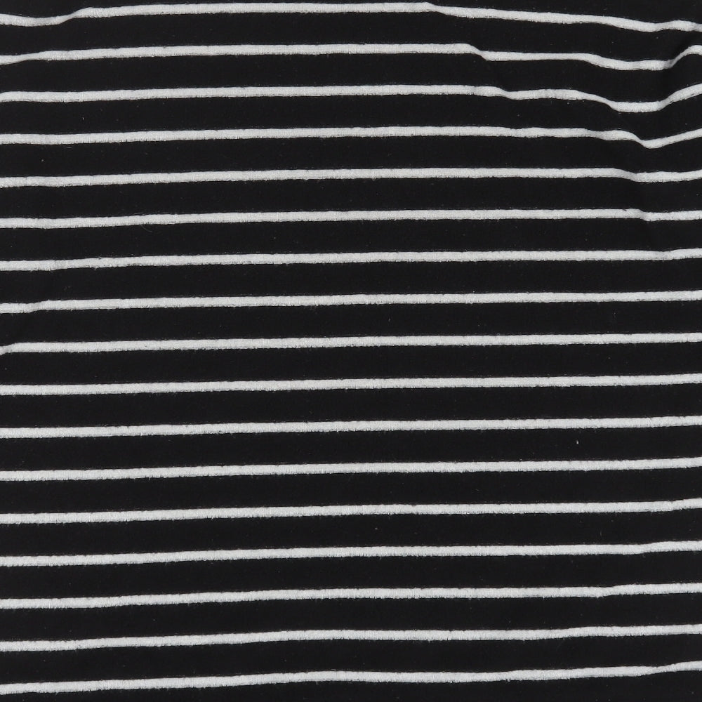 Primark Mens Black Round Neck Striped Polyester Pullover Jumper Size M