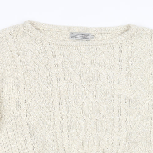 TU Mens Beige Round Neck Geometric Acrylic Pullover Jumper Size 2XL