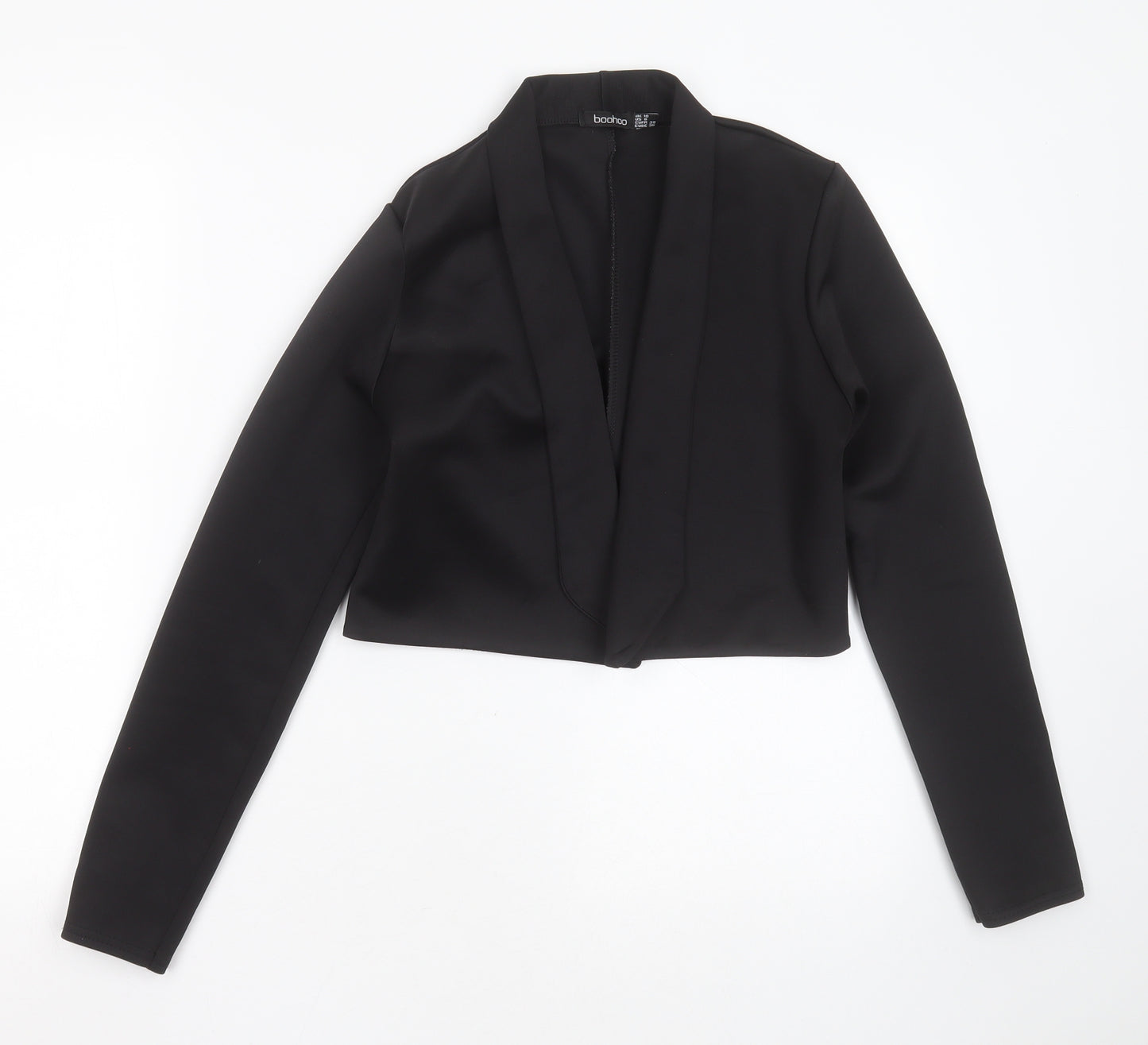 Boohoo Womens Black Collared  Polyester Shrug Jumper Size 10