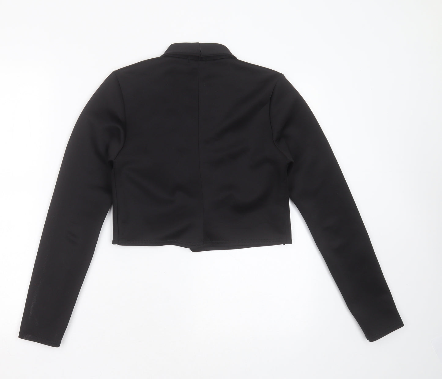 Boohoo Womens Black Collared  Polyester Shrug Jumper Size 10