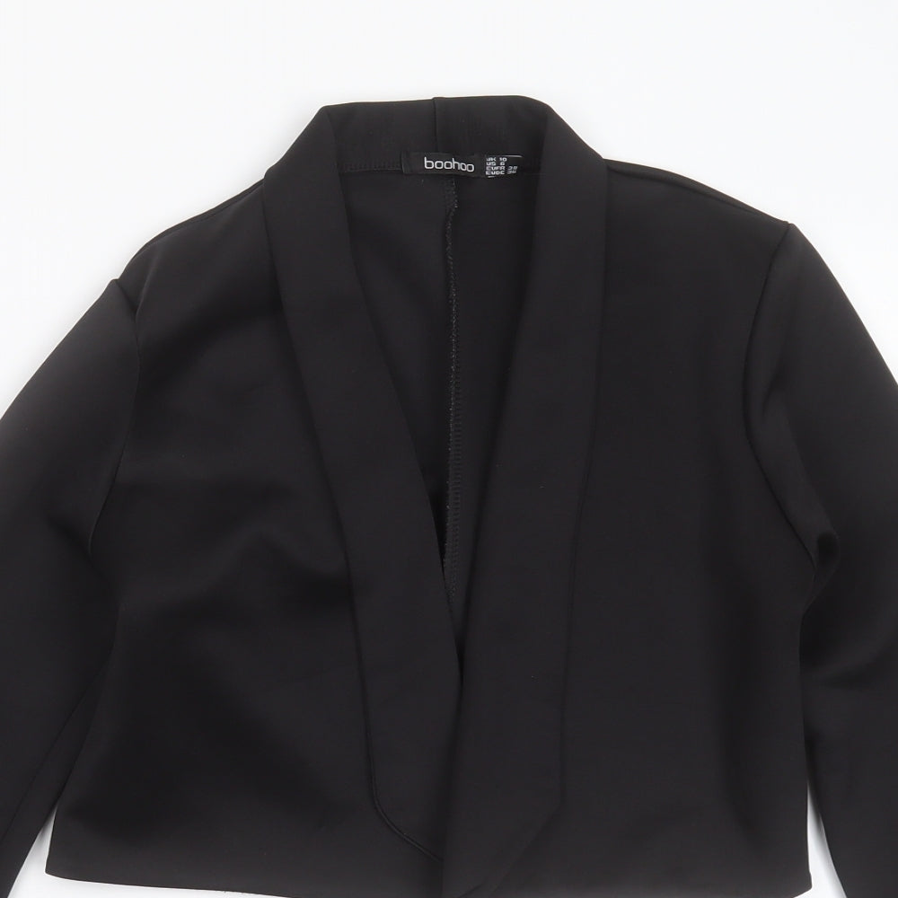 Boohoo Womens Black Collared  Polyester Shrug Jumper Size 10
