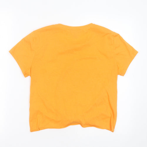 Primark Womens Orange  Polyester Basic T-Shirt Size S Round Neck - don't stress about it