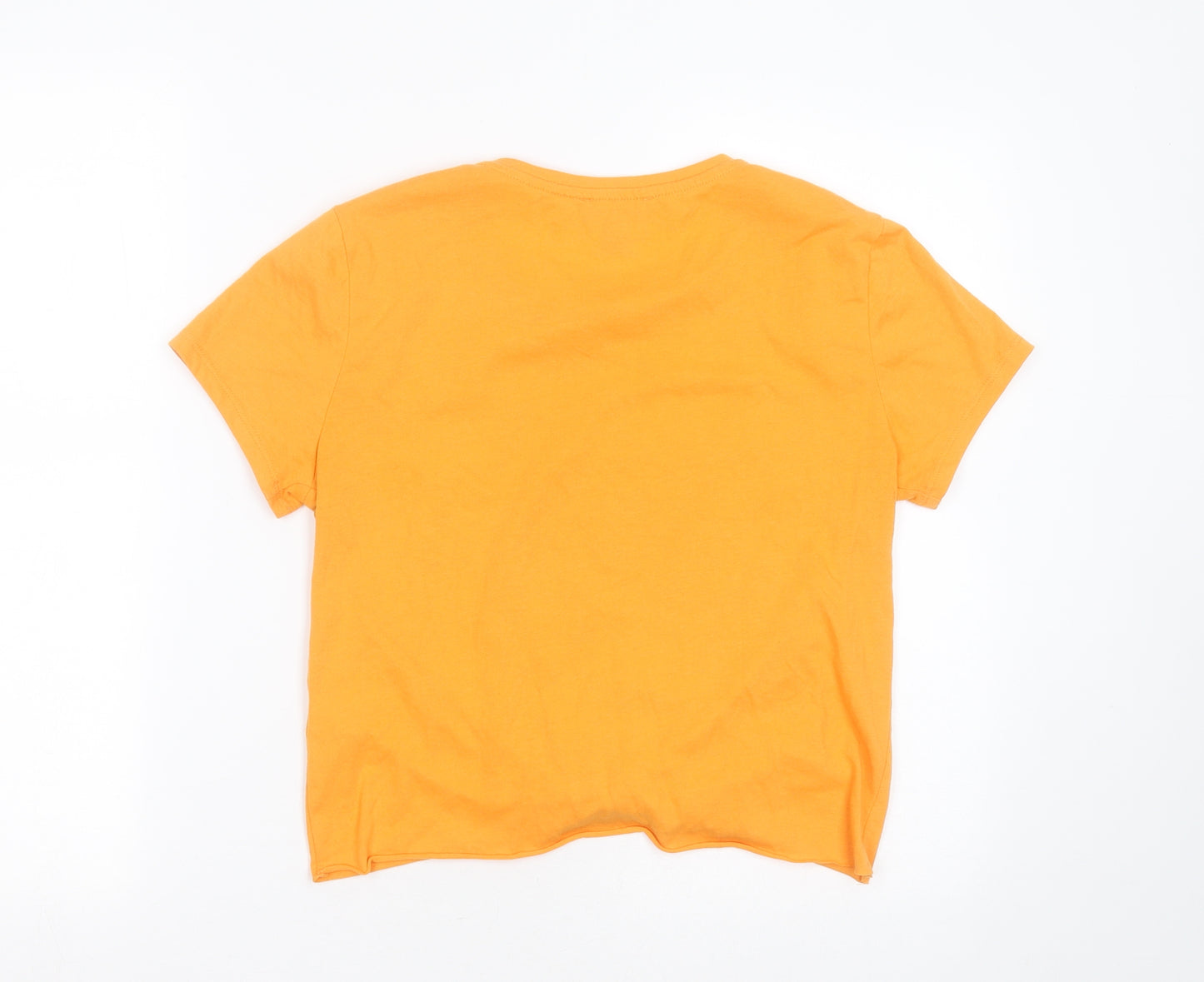 Primark Womens Orange  Polyester Basic T-Shirt Size S Round Neck - don't stress about it