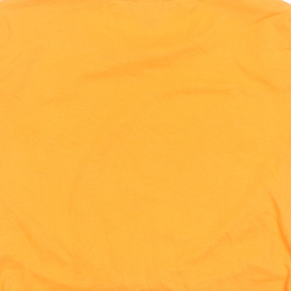 Primark Womens Orange  Polyester Basic T-Shirt Size S Round Neck - don't stress about it