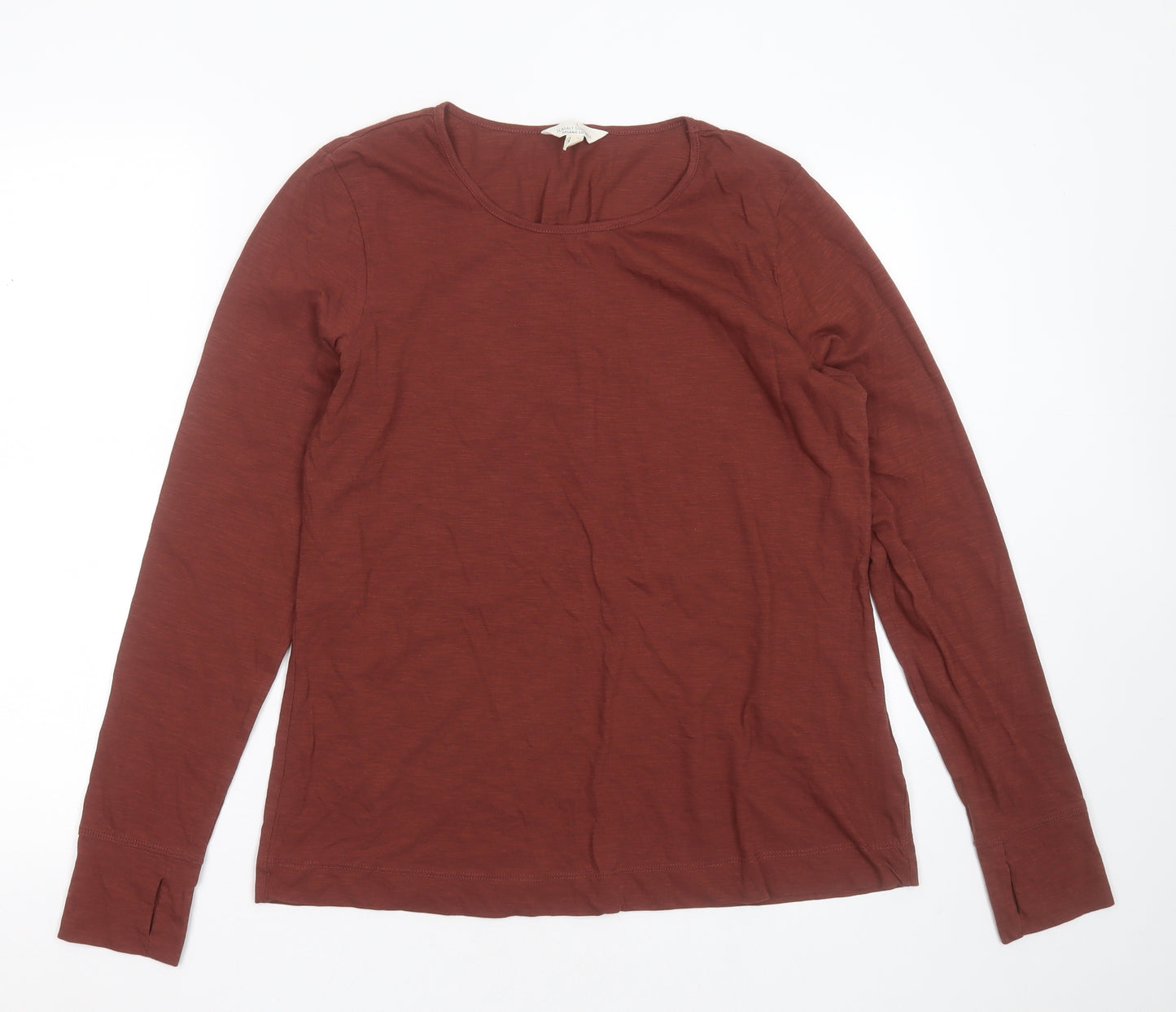 Seasalt Womens Brown  Cotton Basic T-Shirt Size 12 Round Neck