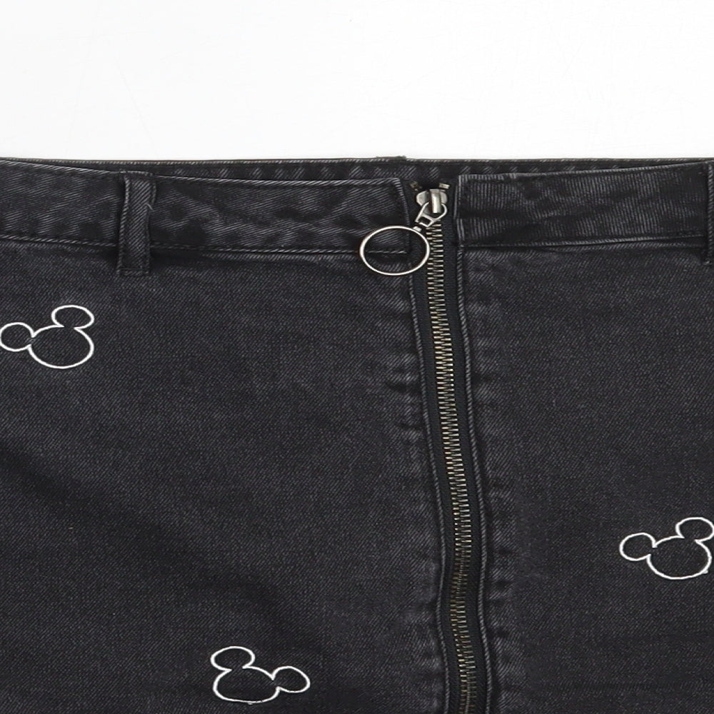 Primark Womens Black  Cotton Mini Skirt Size 20    - mickey mouse