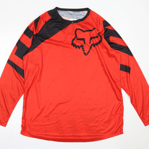 Invista Mens Red  Polyester Basic T-Shirt Size 3XL Round Neck