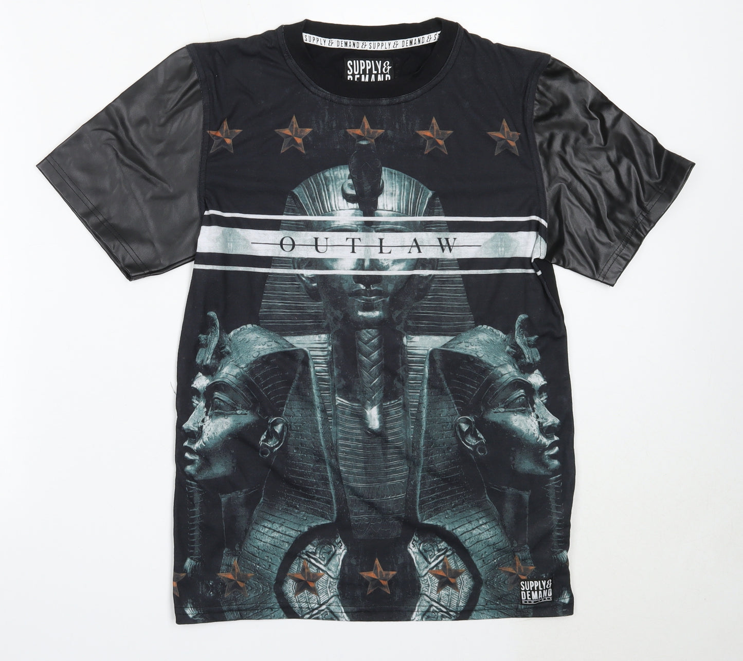 Supply & Demand Mens Black  Polyester  T-Shirt Size S Round Neck