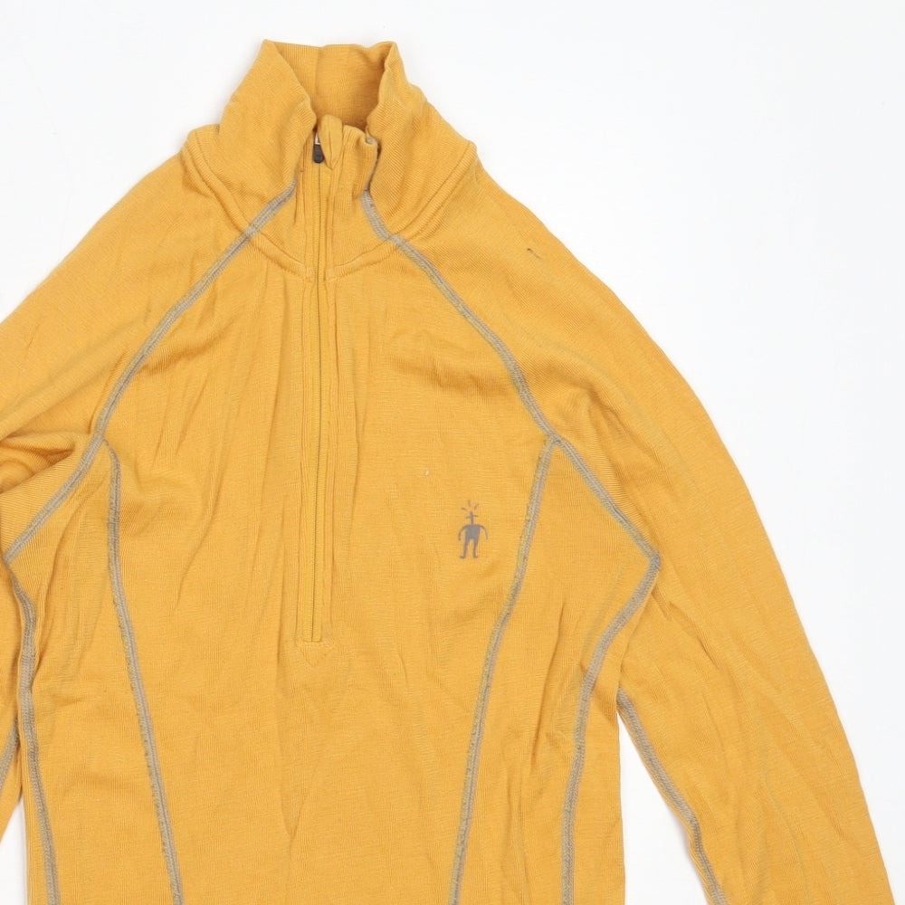 Preworn Mens Yellow  Wool Henley Sweatshirt Size S
