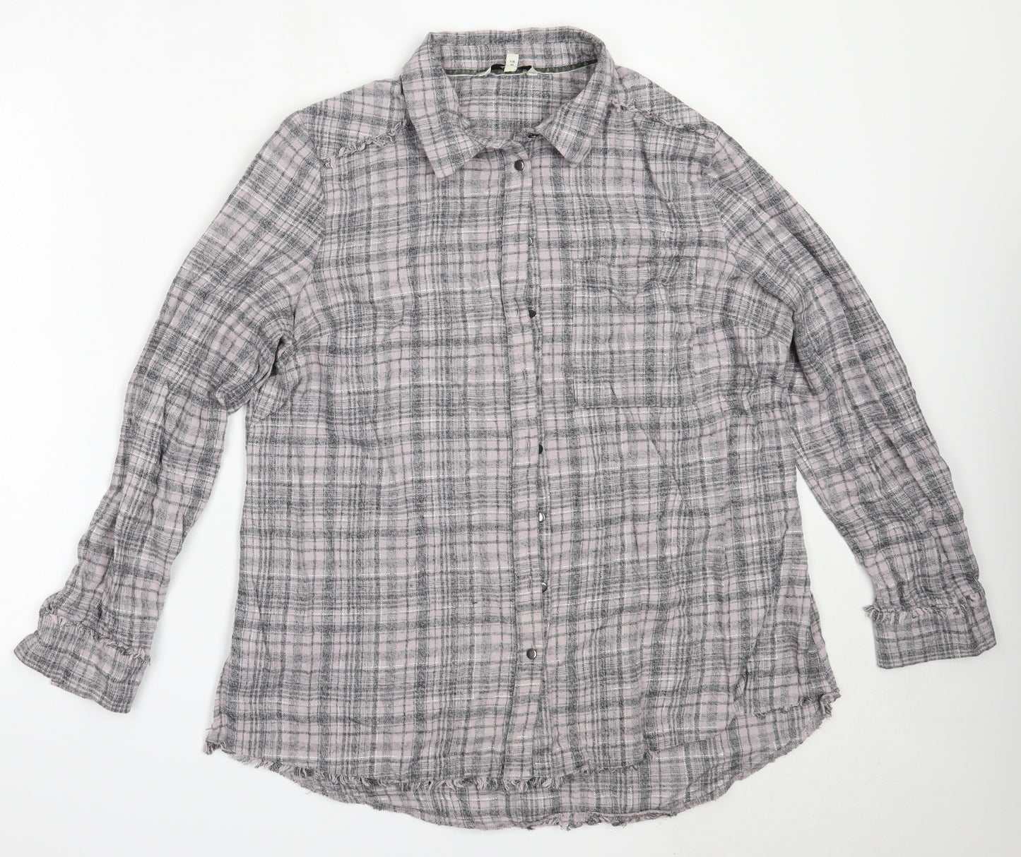 NEXT Womens Grey  Cotton Basic Button-Up Size 18 Collared