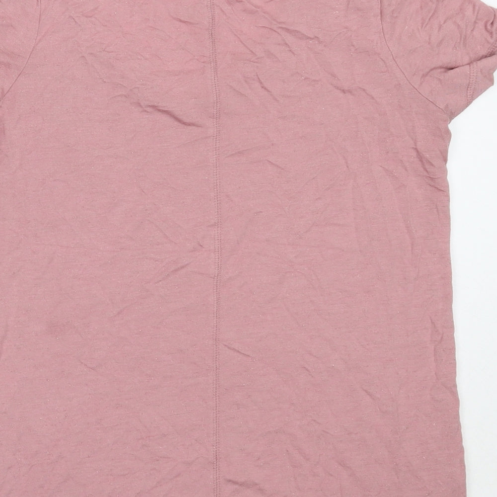 NEXT Womens Pink  Viscose Basic T-Shirt Size 10 V-Neck