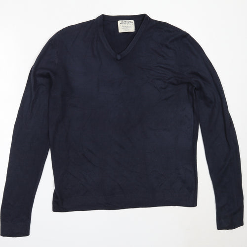 Burton Mens Blue V-Neck  Acrylic Pullover Jumper Size M