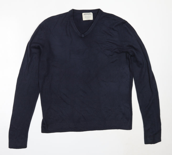 Burton Mens Blue V-Neck  Acrylic Pullover Jumper Size M