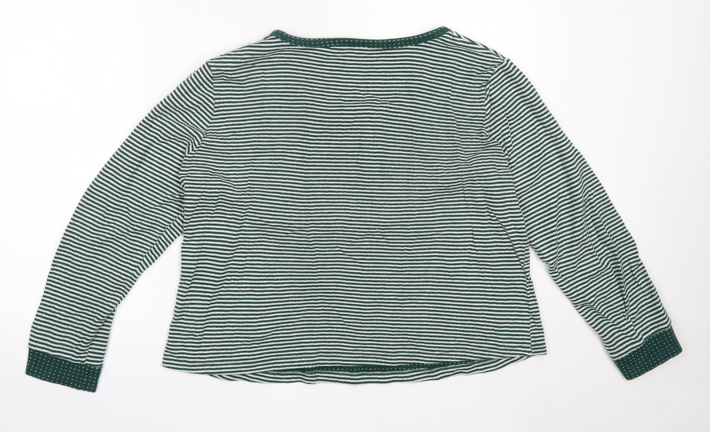 TU Womens Green Round Neck Striped Cotton Pullover Jumper Size 14