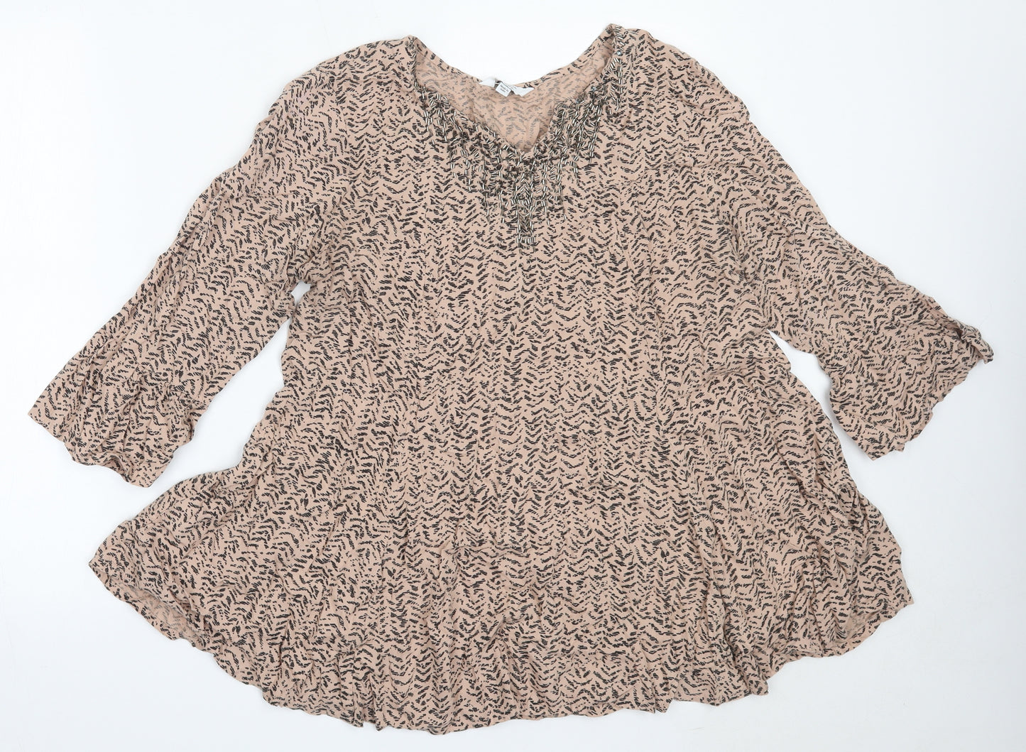 Joanna Hope Womens Beige  Viscose Basic Blouse Size 12 V-Neck