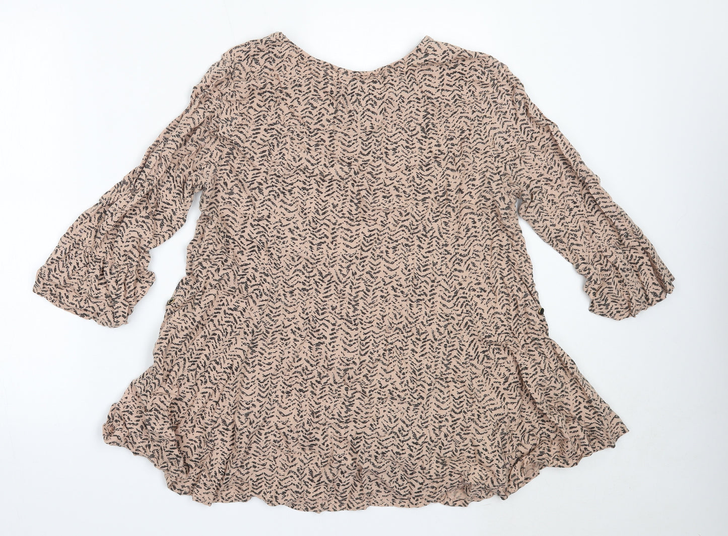 Joanna Hope Womens Beige  Viscose Basic Blouse Size 12 V-Neck