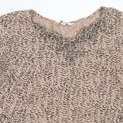 Joanna Hope Womens Beige  Viscose Basic Blouse Size 12 V-Neck