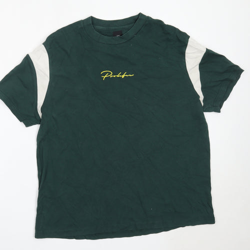 River Island Girls Green  Cotton Basic T-Shirt Size XL Round Neck