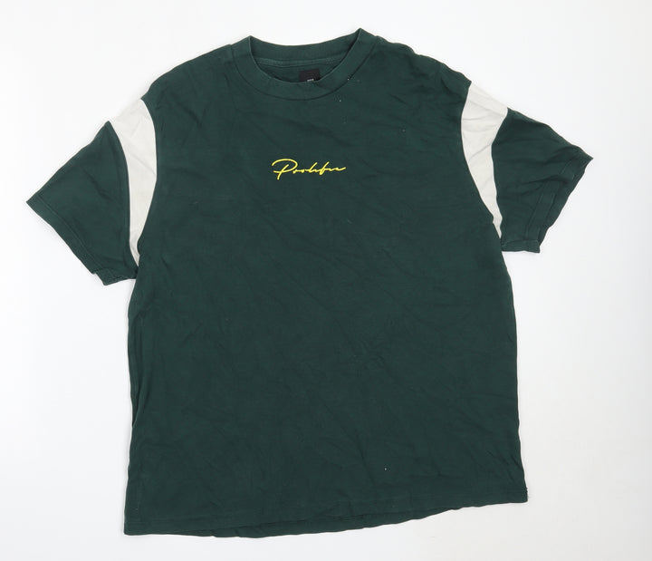 River Island Girls Green  Cotton Basic T-Shirt Size XL Round Neck