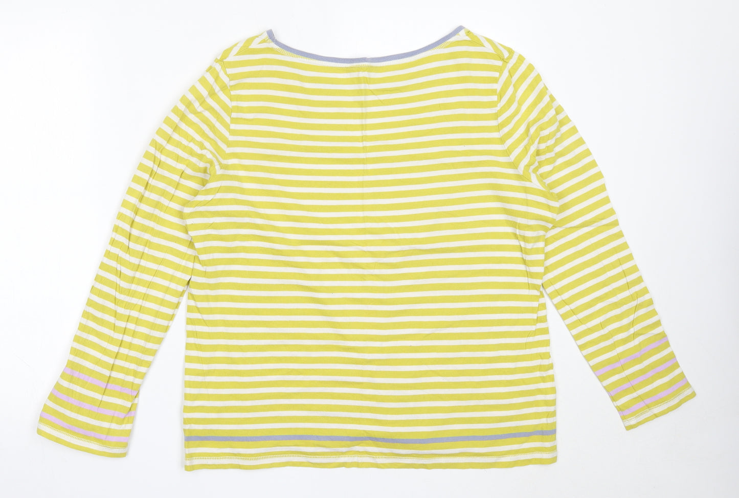 White Stuff Womens Green Striped Cotton Basic T-Shirt Size 16 Round Neck