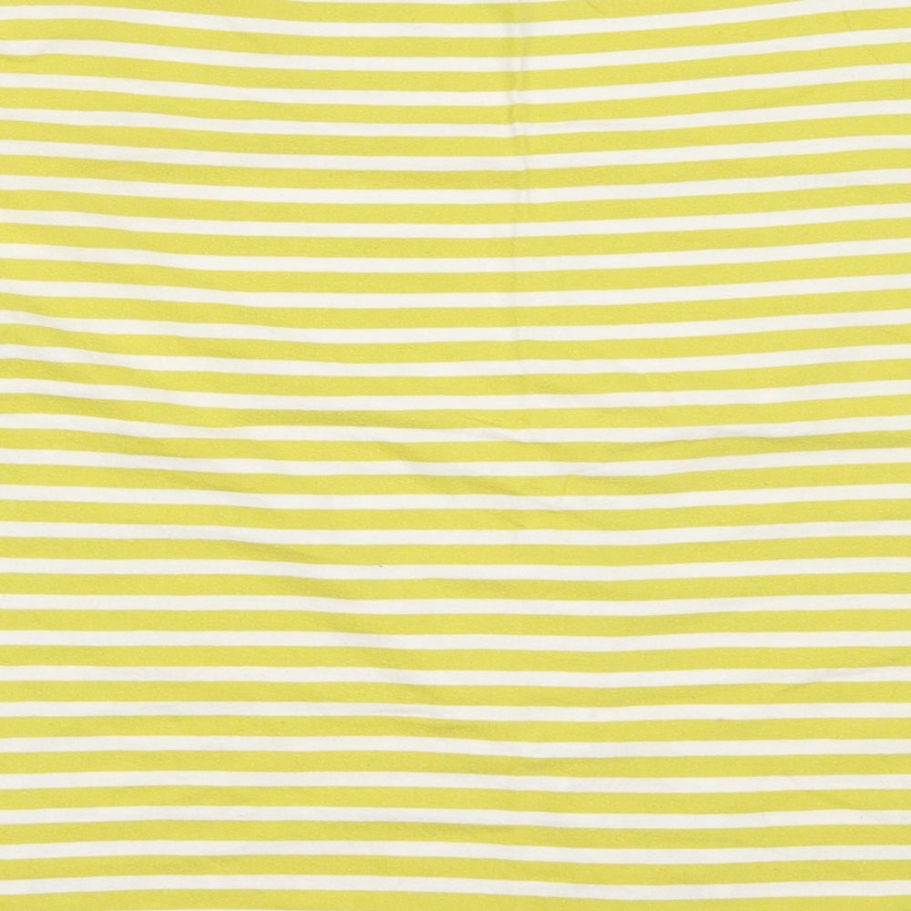 White Stuff Womens Green Striped Cotton Basic T-Shirt Size 16 Round Neck