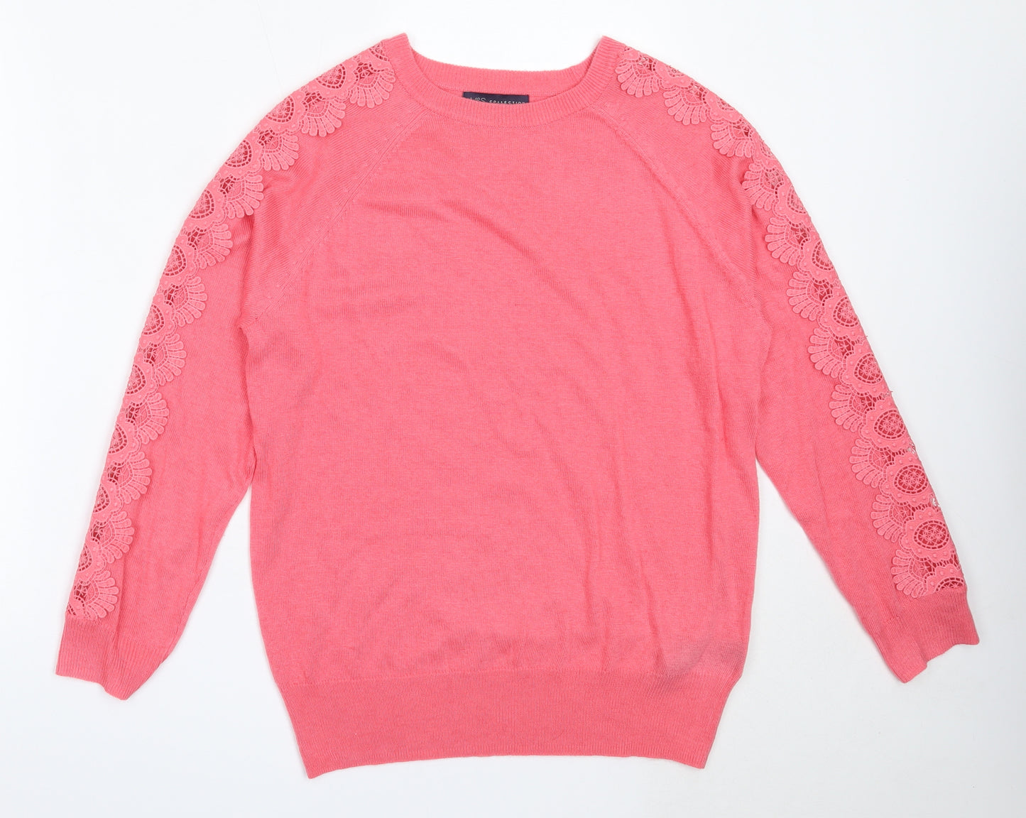 Marks and Spencer Womens Pink Round Neck  Polyester Pullover Jumper Size 14