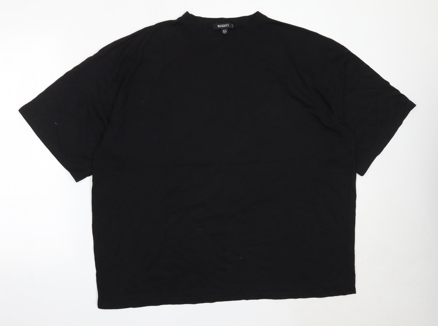 Missguided Womens Black  Cotton Basic T-Shirt Size 10 Round Neck
