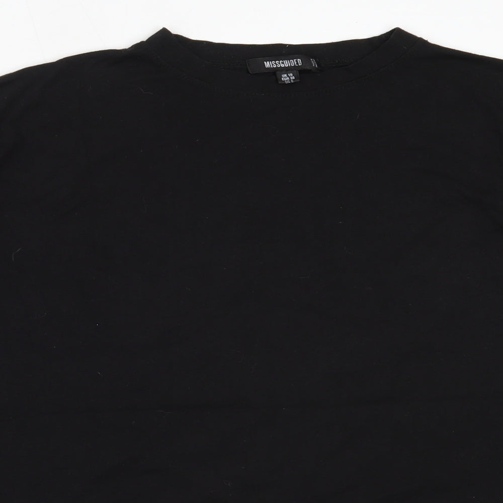 Missguided Womens Black  Cotton Basic T-Shirt Size 10 Round Neck