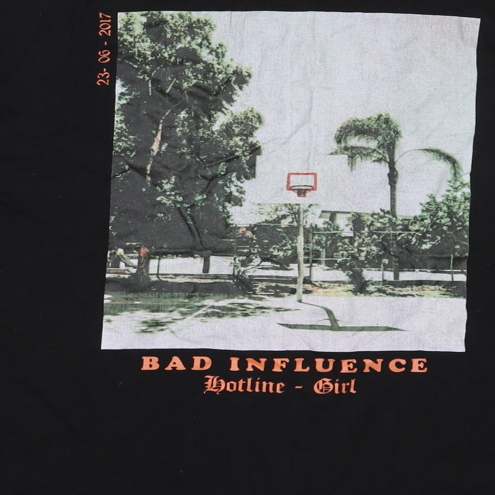 Missguided Womens Black  Cotton Basic T-Shirt Size 10 Round Neck