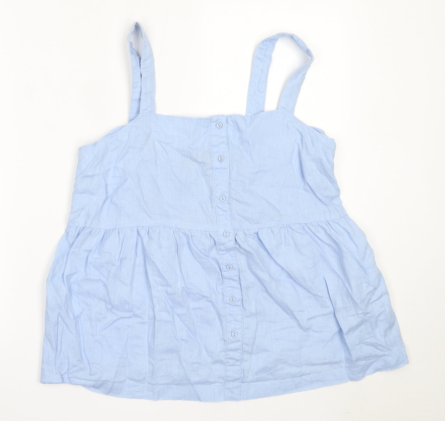 Marks and Spencer Womens Blue  Linen Basic Blouse Size 16 Square Neck