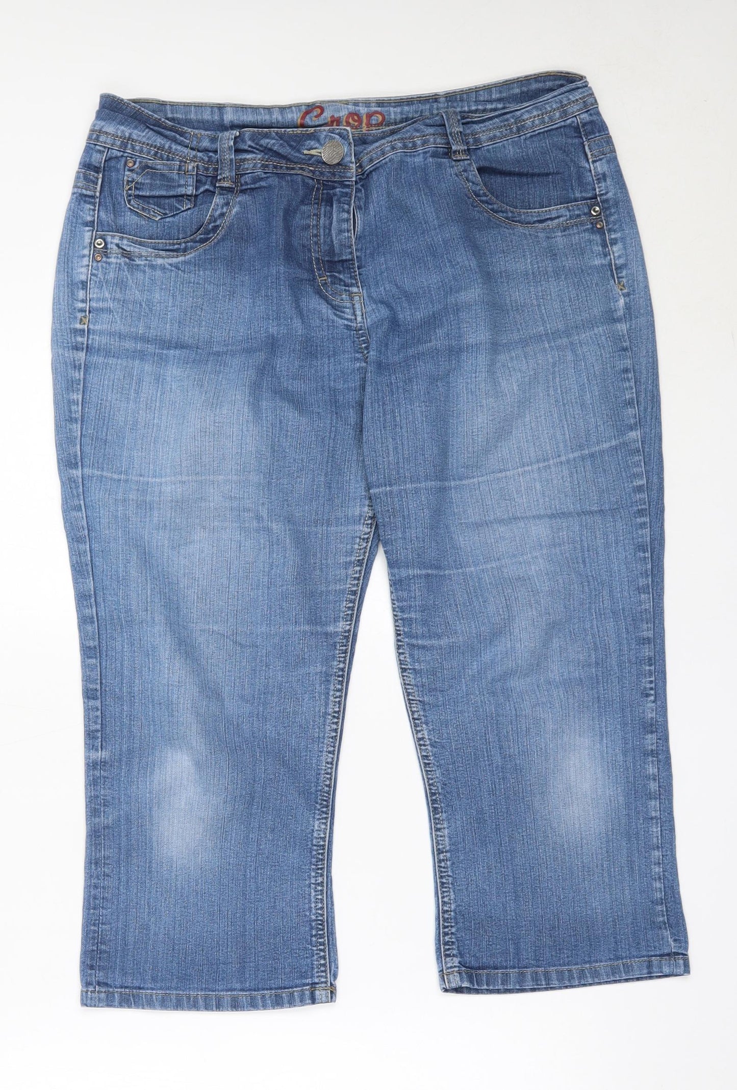 George Womens Blue  Cotton Cropped Jeans Size 14 L20.5 in Regular