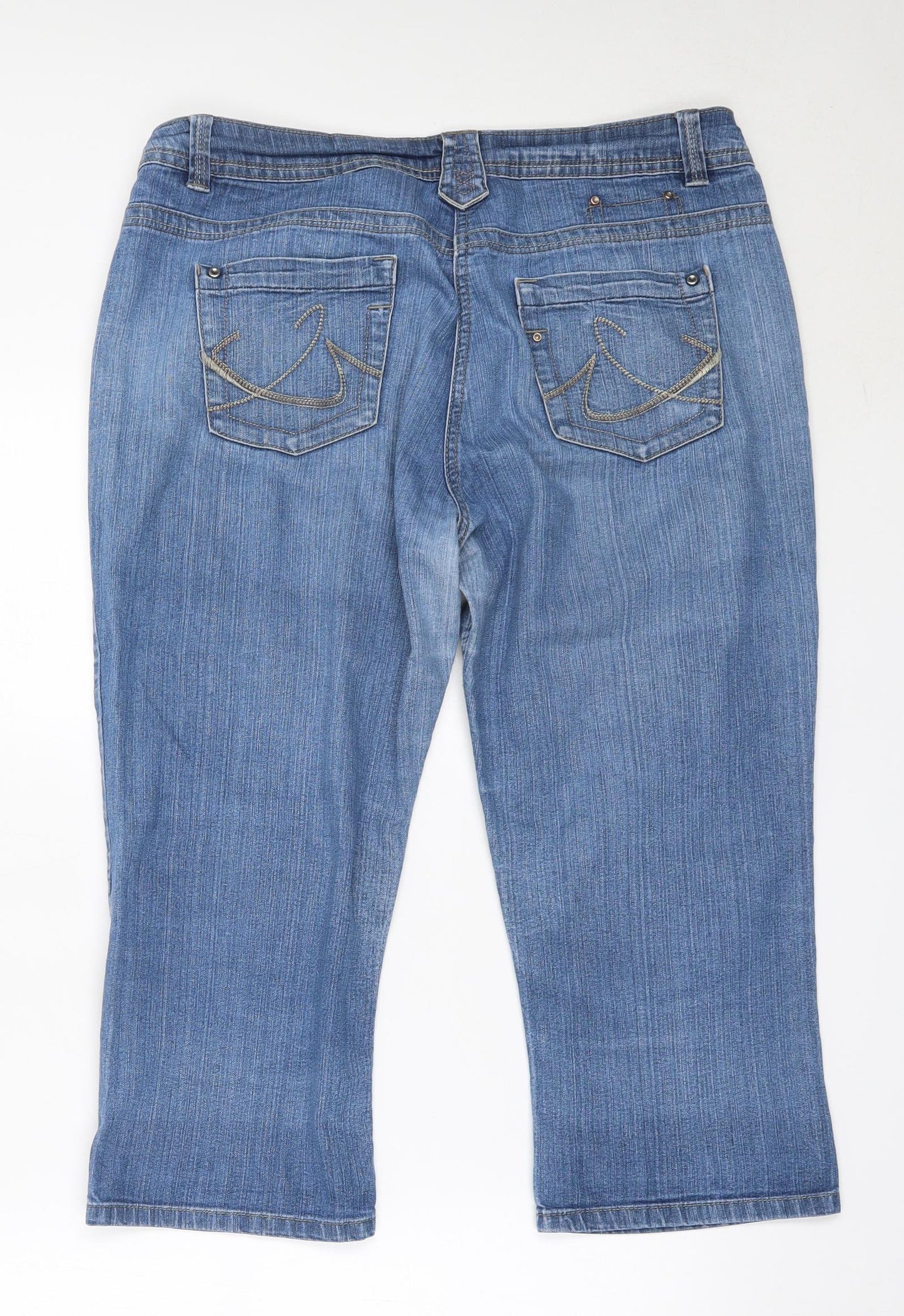 George Womens Blue  Cotton Cropped Jeans Size 14 L20.5 in Regular