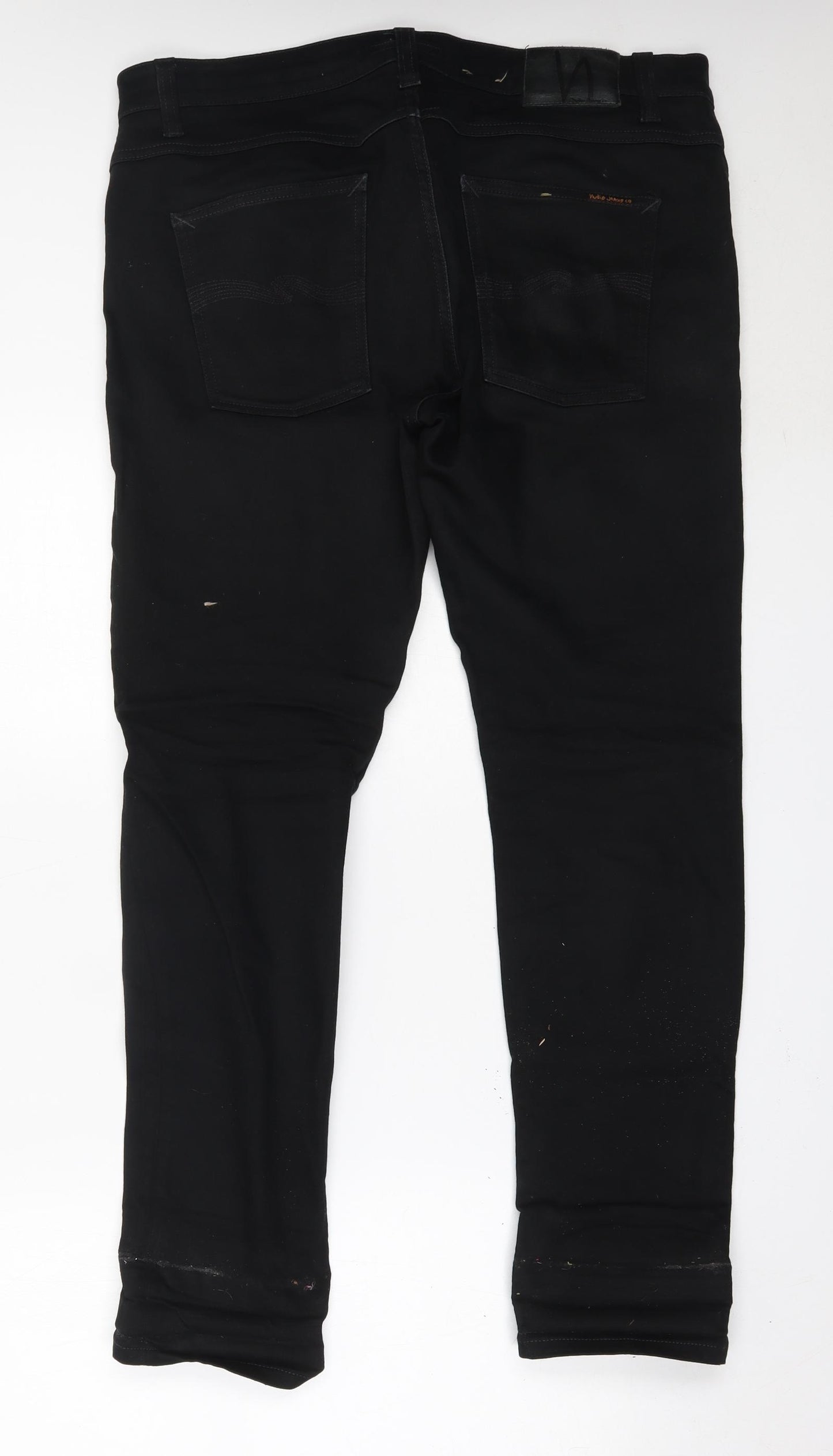 Nudie Mens Black  Cotton Straight Jeans Size 36 in L32 in Regular