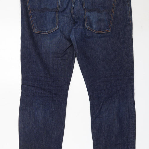 Nudie Mens Blue  Cotton Straight Jeans Size 36 in L32 in Regular
