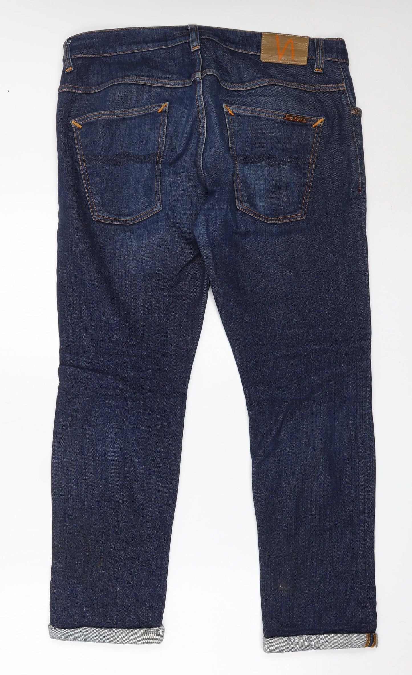 Nudie Mens Blue  Cotton Straight Jeans Size 36 in L32 in Regular