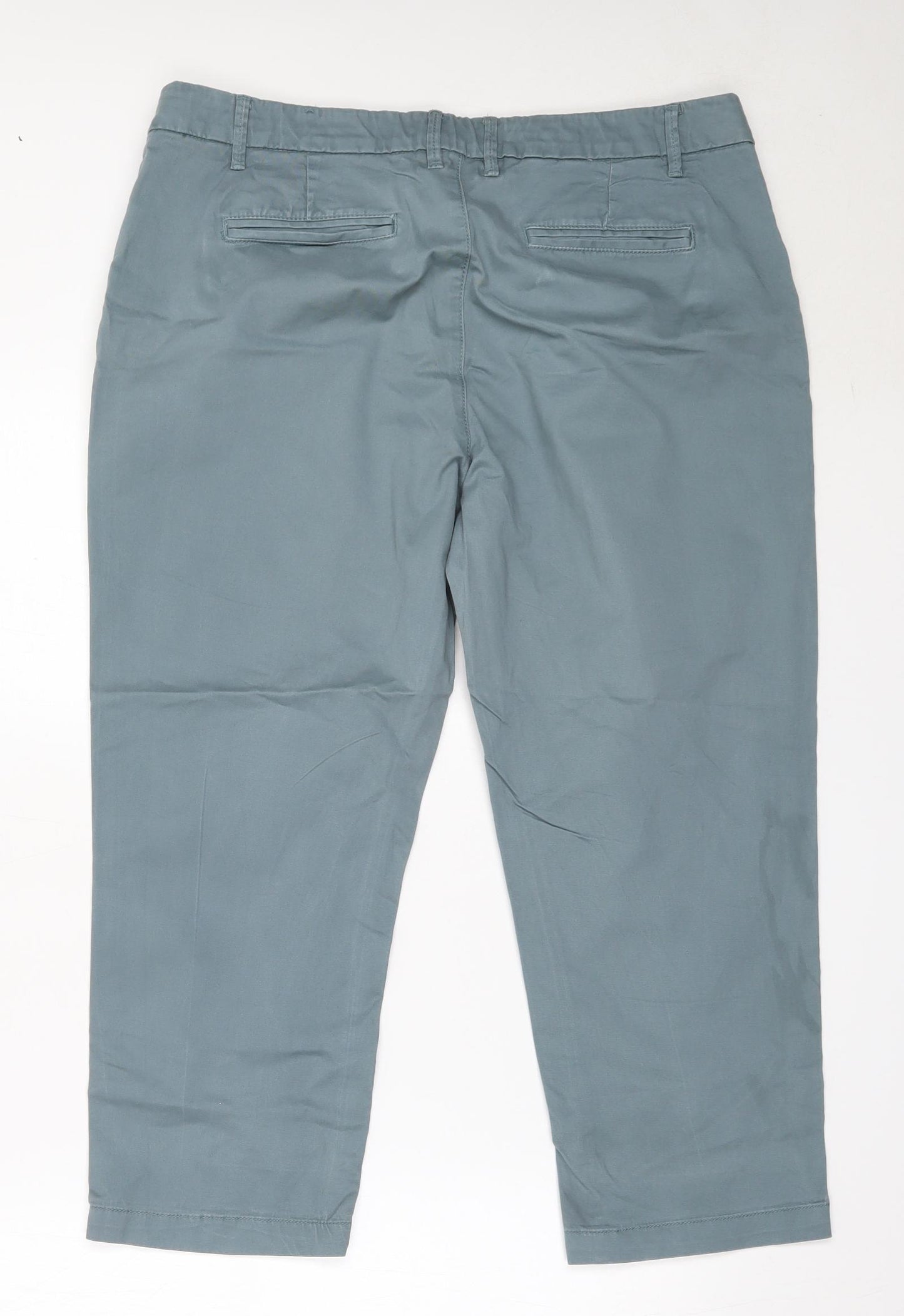 Fat Face Womens Blue  Cotton Cropped Trousers Size 14 L23 in Regular