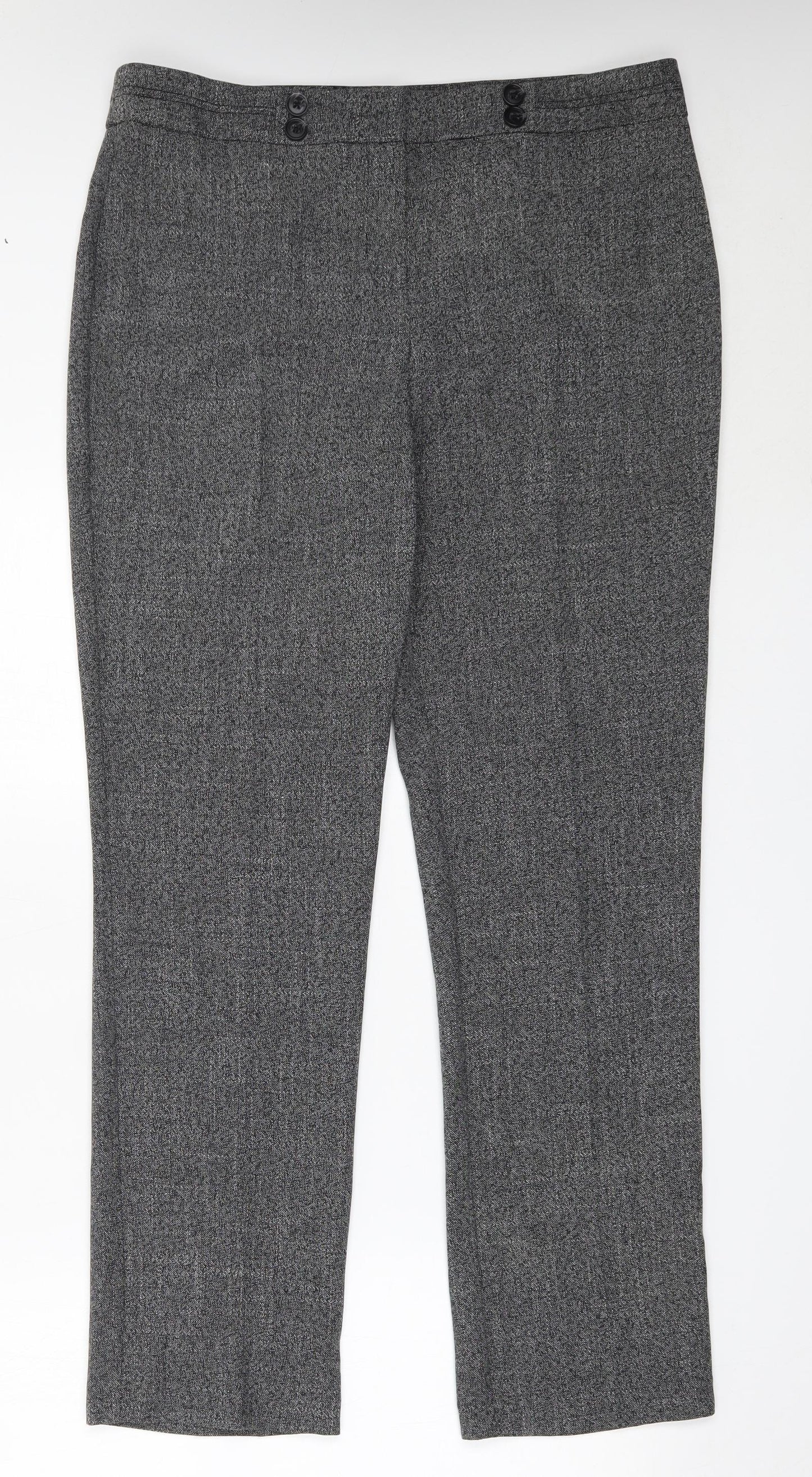 M&Co Womens Grey  Polyester Trousers  Size 14 L31 in Regular