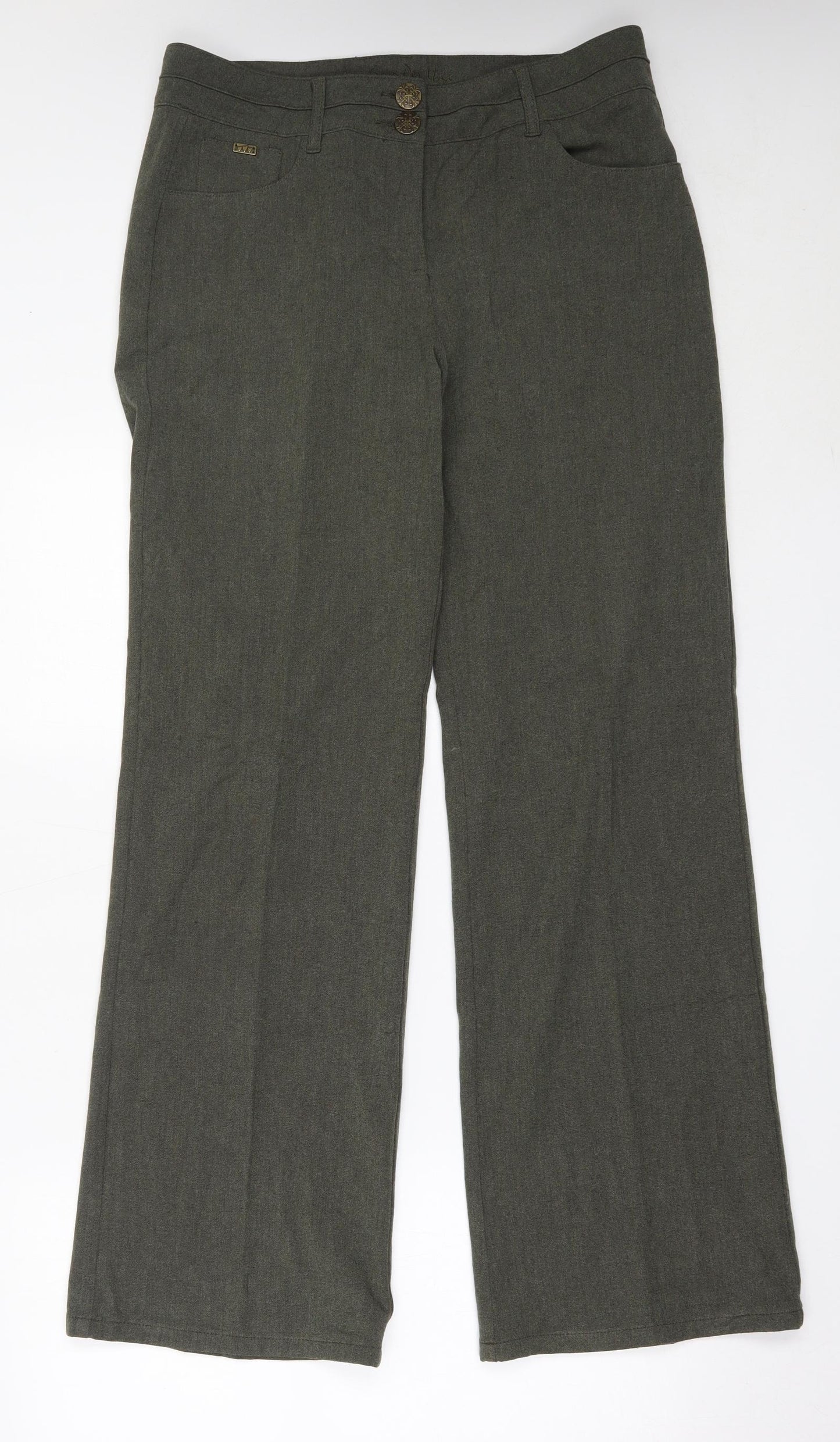 Per Una Womens Green  Polyester Trousers  Size 14 L32 in Regular