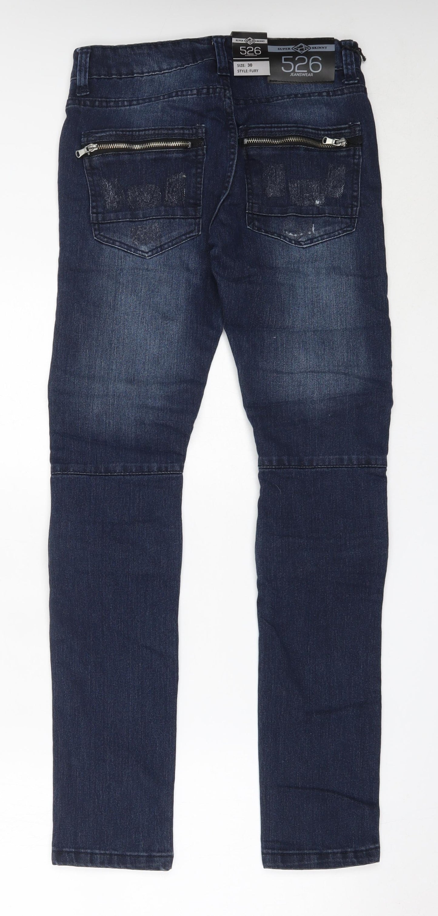 526 Jeanswear Mens Blue  Cotton Skinny Jeans Size 30 in L32 in Regular