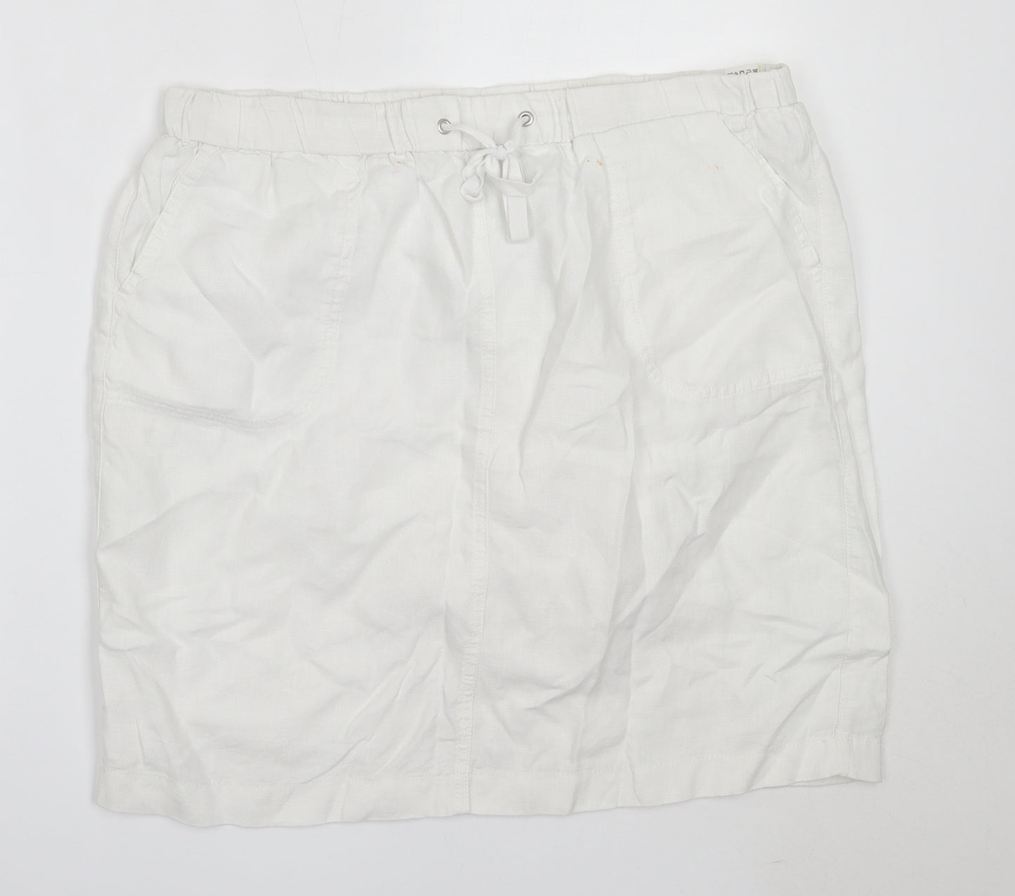 Marks and Spencer Womens White  Linen Mini Skirt Size 16