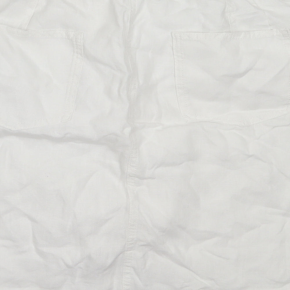 Marks and Spencer Womens White  Linen Mini Skirt Size 16